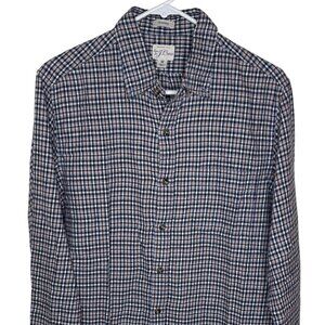 J.Crew Classic Fit Plaid Button-Up Shirt Mens Sz M Cotton Brushed Twill Blue Red
